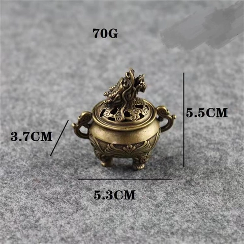 Mini Quemador De Incienso De Aleación Latón Patrón Dragón Tapa Hueca Trípode Para Decoración Hogar Oficina Zen