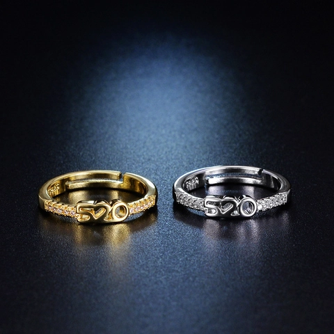 Anello Aperto Regolabile Rame Bianco Zircone 520 Numero Ti Amo Cuore Moda Coreana Donne Gioielli Regalo