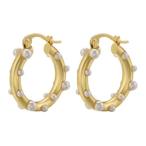 Pendientes De Aro De Latón Vintage Con Perlas Artificiales Artificiales Irregulares Bañados En Oro Joyería Geométrica Para Mujer