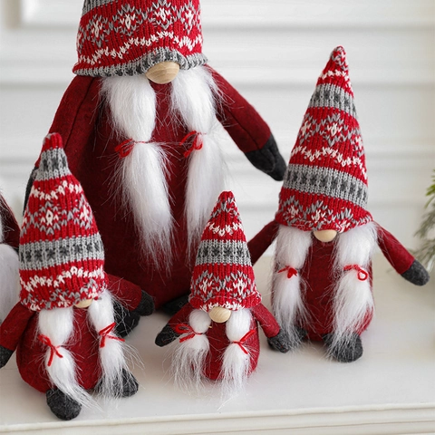 Decoración De Gnomo De Navidad Muñeca Sin Rostro De Fieltro Tejido Adorno Nórdico Rudolph Tomte Para Chimenea Escritorio