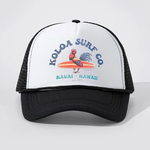 Cappello Trucker Vintage Mesh Traspirante Poliere Regolabile Baseball Tema Surf Stampa Gallo Stile Hawaii Protezione Solare