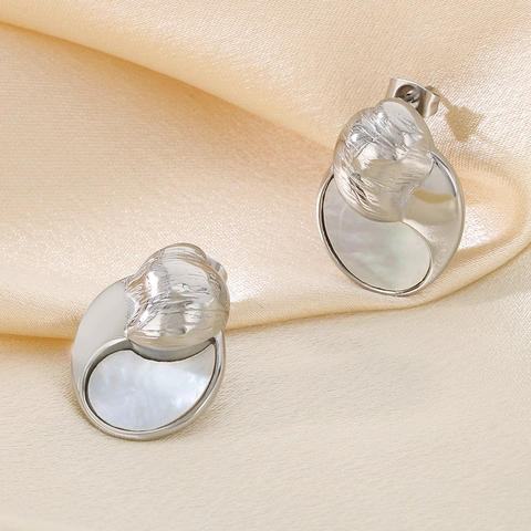 Ohrstecker Aus Edelstahl Mit Perlmutt Muschel Inlay Rund Minimalistische Textur Schmuck Für Damen Allergikerfreundlich
