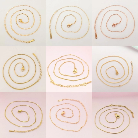 Collana A Catena In Acciaio Inossidabile Placcato Oro Vero Sottovuoto Regolabile Chiusura A Moschettone Minimalista