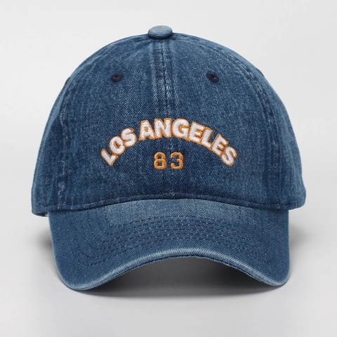 Washed Cotton Denim Baseball Cap Vintage Los Angeles Lettering Embroidery Adjustable Sun Hat For Men Women Streetwear
