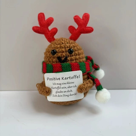 Bambola Di Patate E Cetrioli All Uncinetto Fatta A Mano Ornamento Da Scrivania Con Carte Incoraggiamento Natale Renna Halloween