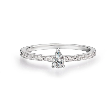 Elegant 925 Sterling Silver Ring Pear Cut Moissanite Water Drop Engagement Ring For Women Sparkling Half Eternity Jewelry
