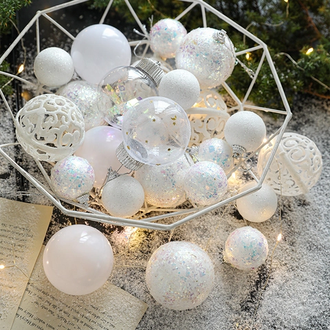 Bolas De Navidad Adornos Plástico Malla Iridiscente Purpurina Decoraciones Colgantes Árbol Fiesta Decoración Hogar