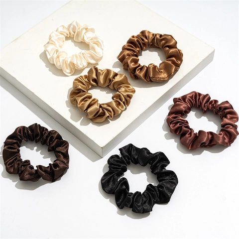 Scrunchies De Satén De Satén Elásticos Diademas Colores Sólidos Grande Soporte Coleta Moda Para Mujeres Niñas