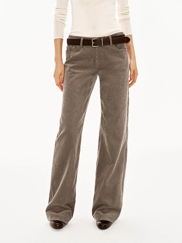 Pantalones De Pana Rectos Con Cinturón Vintage Informal Adelgazante De Cintura Media Largos Para Mujer