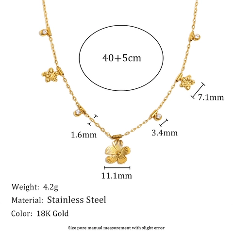 Stainless Steel Necklace 18K Gold Plated Tassel Cubic Zirconia Pendant Dainty Minimalist Jewelry For Women