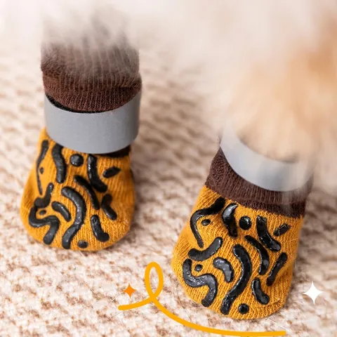 Rutschfeste Hundesocken Baumwolle Elasthan Reflektierend Verstellbare Gurte Langer Schaft Haustier Beinstulpen Gelenkschutz