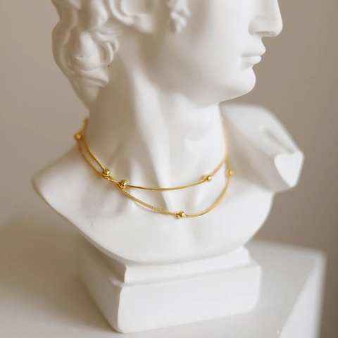 Minimalistische Titaniumstaal Slangenbot Ketting Met Ronde Kralen Voor Vrouwen Goud Zilver Verguld Mode Sieraden