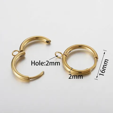 Stainless Steel Round Hoop Earring Components With Hanging Loop For DIY Jewelry Making Findings Gold Plated Metal