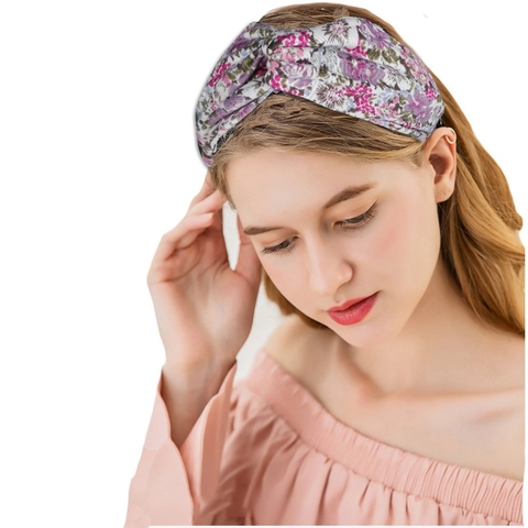 Women Elastic Printed Headband Twisted Knotted Floral Paisley Vintage Bohemian Hairband Sports Yoga Hair Accessories