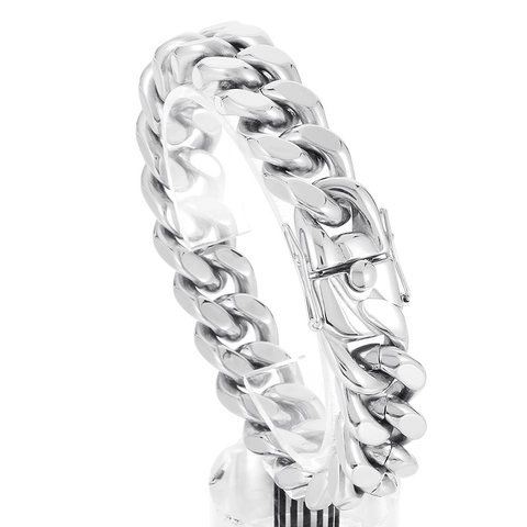 Bracciale Collana A Catena Cubana Acciaio Inossidabile Hip Hop Streetwear Gioielli Lucidati Per Uomo