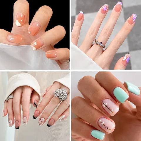 Uñas Postizas a Presión de Diseño Floral y Corazón Vintage Francés para Mujer Accesorios de Manicura DIY
