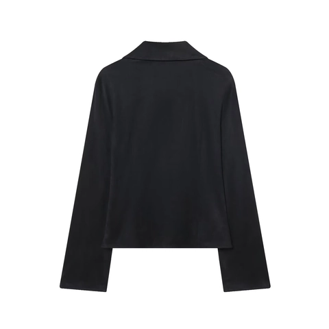 Suede Effect Lace Up Blouse Shirt Long Sleeve Solid Color Turn Down Collar Casual Fall Top For Women