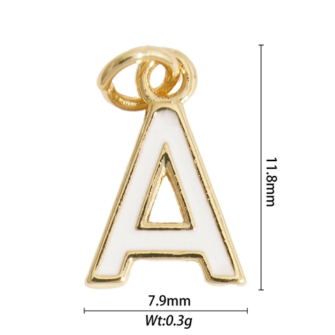 Ciondoli Lettere Alfabeto Smalto Bianco Rame Placcato Oro DIY Creazione Di Gioielli Charms Per Collane Bracciali Donne Minimaliste