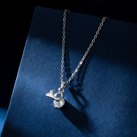 Collana Con Ciondolo A Coda Di Balena In Acciaio Inossidabile Zirconia Gioielli Di Moda Semplici Per Donna