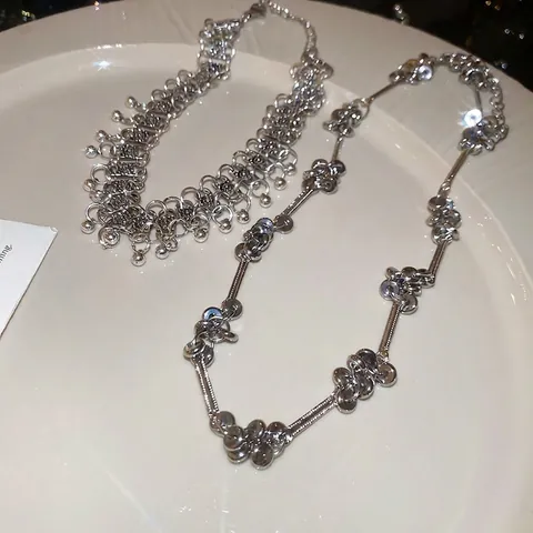 Collana In Lega Argentata Perline Giuntate Frange Tonde Nappa Catena Di Clavicola Industriale Minimalista Per Donne