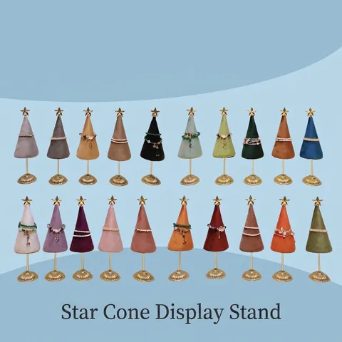 Espositore Per Bracciali Gioielli In Velluto Forma Cono Stella Base Metallo Stile Albero Natale Organizzatore Per Casa Negozio