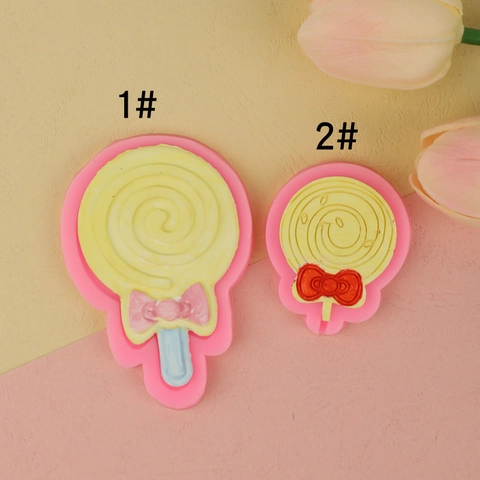 Lollipop Shape Silicone Mold With Bow Design For Fondant Chocolate DIY Baking Craft Aroma Gypsum Decoration