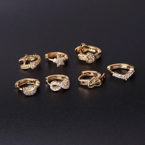 Minimalistische Kupfer Creolen Mit Stern Mond Herz Unendlichkeit V Form Zirkonia Modeschmuck Für Damen