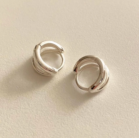 925 Sterling Silber Ohrringe Für Damen Doppelstöckig Minimalistisch Geometrisch Hochglanzpoliert Reifen Schmuck