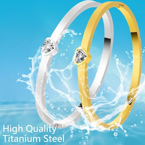 Brazalete de Acero Inoxidable de Moda con Corazón de Strass para Mujer Elegante Pulsera Estrecha Oro Plata Joyería de Regalo