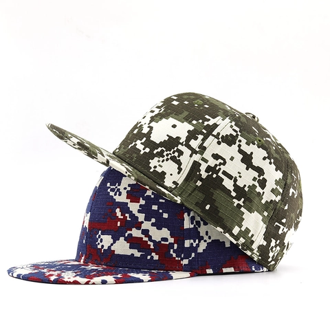 Baseball Cap Digital Camouflage Muster Baumwolle Flacher Rand Verstellbare Schnalle Hip Hop Streetwear Outdoor Sonnenschutz Hut