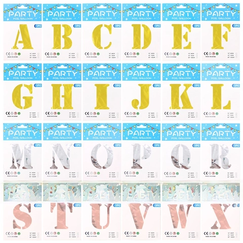Alphabet Letter Foil Balloon Metallic Aluminum Film For Birthday Anniversary Party Decoration Glossy Gold Silver Rose Gold