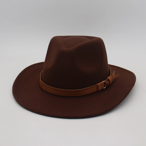 Retro Fedora Hat Felt Wide Brim Cowboy Jazz Hats With Leather Band For Men Women Unisex British Style
