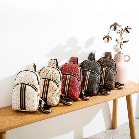 Borsa Da Petto Vintage In Pelle PU Da Donna Stampa Retrò Borsa A Tracolla Tracolla Larga A Righe Casual Moda Viaggio