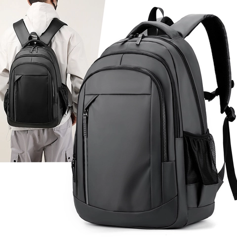 Men Laptop Backpack Large Capacity Waterproof Film Fabric Street Trend For School Travel Business College Students