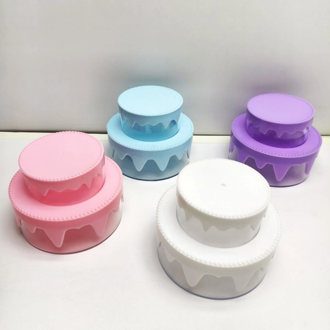 Double Layer Cake Shape Storage Box Plastic Dustproof Jewelry Organizer Desktop Sundries Case With Lid Cream Design Novelty