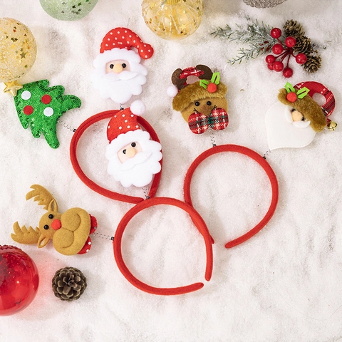 Weihnachts Stirnbänder Weihnachtsmann Rentier Weihnachtsbaum Plüsch Pailletten Frühling Feiertag Party Haarschmuck Erwachsene Kinder
