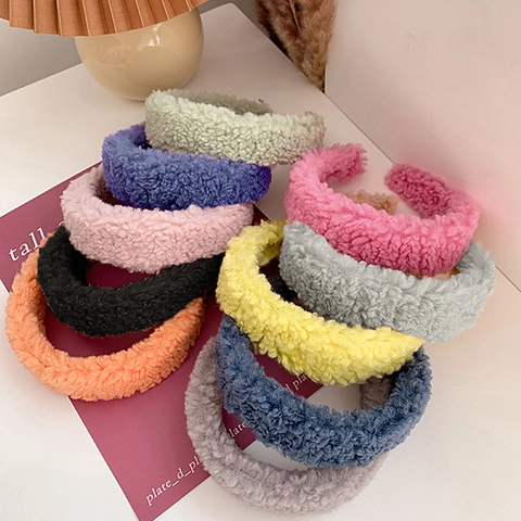 Diadema De Peluche Forro Polar Teddy Ancha Suave Espesa Lana De Cordero Cinta Para El Pelo Para Mujeres Niñas Lavado De Cara Cuidado De La Piel Minimalista Estética