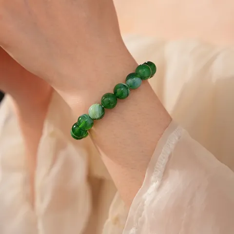 Perlenarmband Grüne Achat Stein Runde Perlen Luxus Chinesischer Stil Mode Hand Schmuck Für Frauen