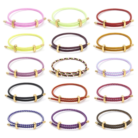 Adjustable Woven Rope Bracelet With Stainless Steel Slider Buckle Lucky Red Cord Couple Bracelet Handmade Jewelry Gift
