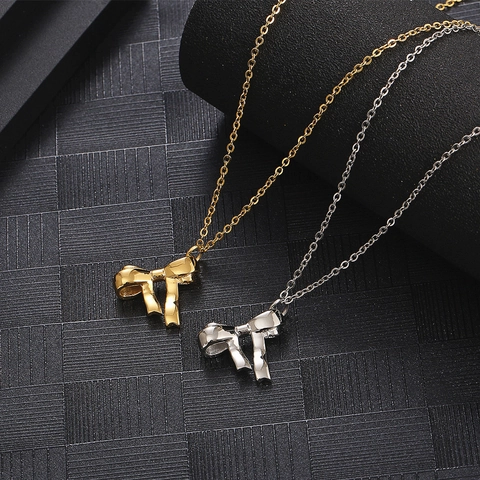 Collana Con Ciondolo A Fiocco Acciaio Al Titanio Hip Hop Gioielli Streetwear Per Uomini Donne