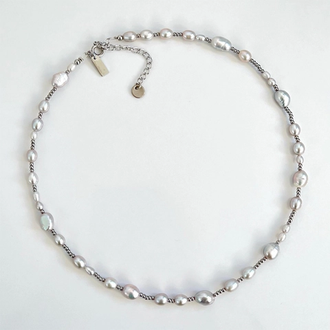 Artificial Baroque Pearl Necklace Stainless Steel Beads Vintage Retro Style Stackable Adjustable Lobster Clasp Accessory For Women
