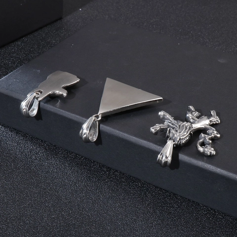 Mens Stainless Steel Pendant Retro Lion Head Anubis Sphinx Pyramid Design Punk Hip Hop Jewelry