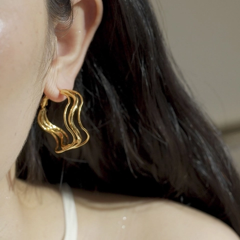 Onregelmatige Geometrische Gedraaide Oorbellen Voor Dames Golvende Minimalistische Sieraden Met Zilveren Oorsteker