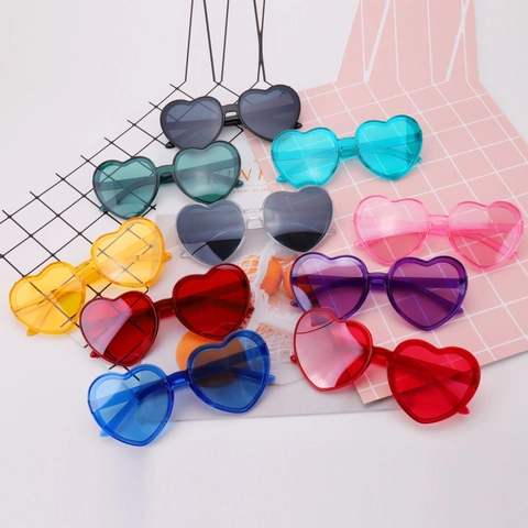 Gafas De Sol Con Forma De Corazón Montura De Plástico Lentes De Espejo Moda Colorida Estilo Tendencia Para Fiesta Playa Mujeres Hombres