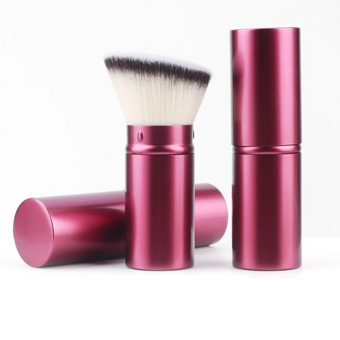 Retractable Makeup Brush Portable Travel Foundation Powder Brush With Lid Soft Synthetic Fiber Telescopic Tool
