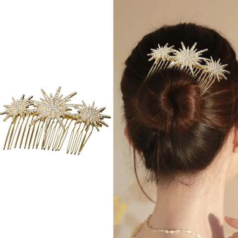 Pettine Per Capelli A Stella Vintage Lega Strass Cristallo Copricapo Elegante Accessori Per Capelli Sposa Per Donne Matrimonio