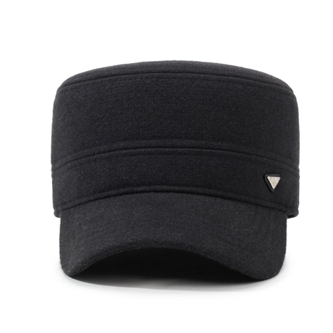 Herren Winter Cadet Cap Wollene Flache Militär Mütze Mit Ohrenklappen Warm Winddicht Outdoor Verstellbare Metallschnalle Mode