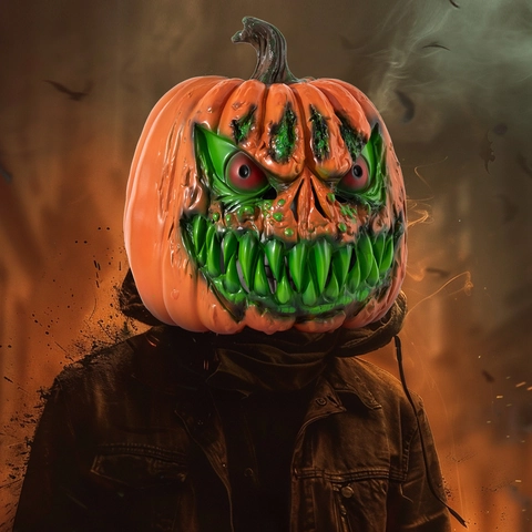 Scary Halloween Pumpkin Mask Horror Monster Latex Headgear Cosplay Costume Party Props Realistic Texture Evil Face