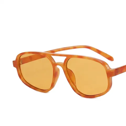 Gafas De Sol Aviador Vintage Para Mujer Doble Puente Irregular Montura PC Lentes AC Protección UV400 Moda
