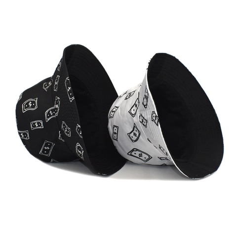 Chapeau Bob Imprimé Signe Dollar Coton Polyester Protection Solaire Streetwear Hip Hop Bob Pour Hommes Femmes